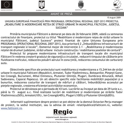 Insertie ziar 15 august 2009
